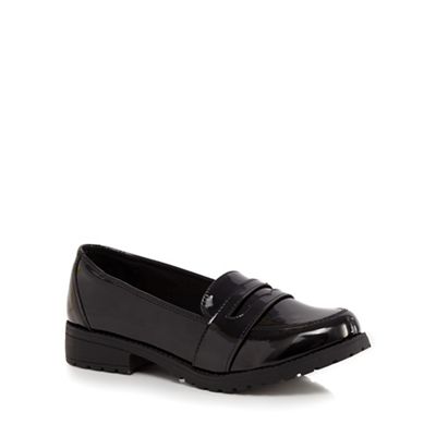 Debenhams Girls' black patent loafers